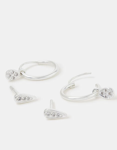 2-Pack Sterling Silver Stud & Hoop Earrings, , large