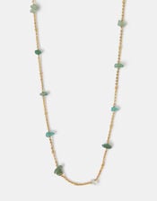 14ct Gold-Plated Long Semi-Precious Stone Station Necklace, , large