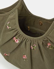 Oversized Floral Embroidered Shoulder Bag, , large