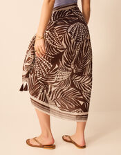 Palm Print Tassel Sarong, , large