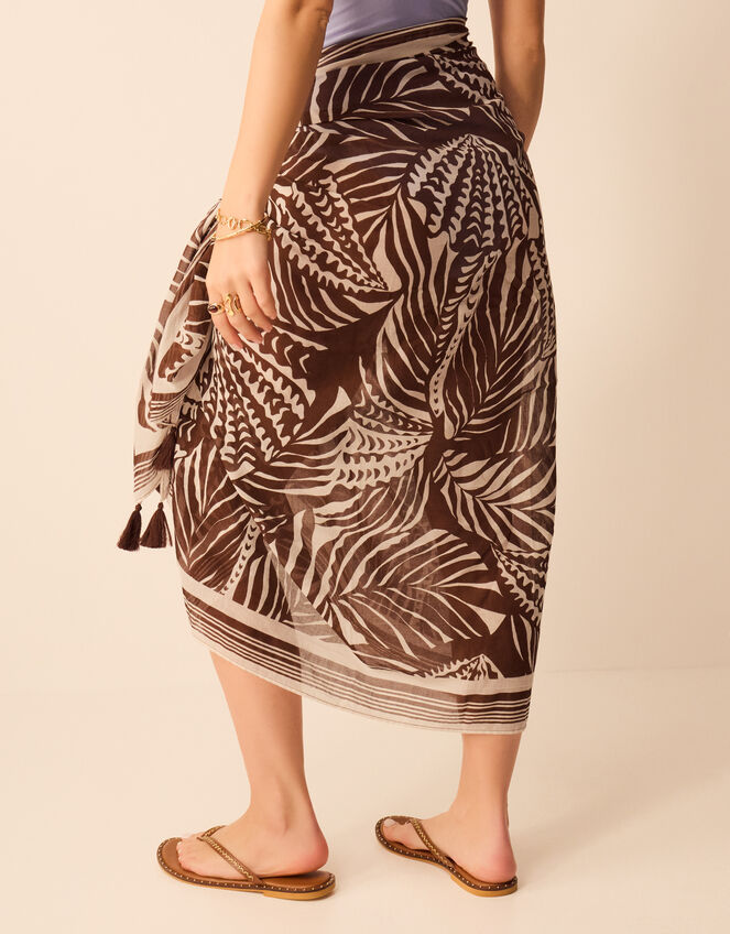 Palm Print Tassel Sarong, , large