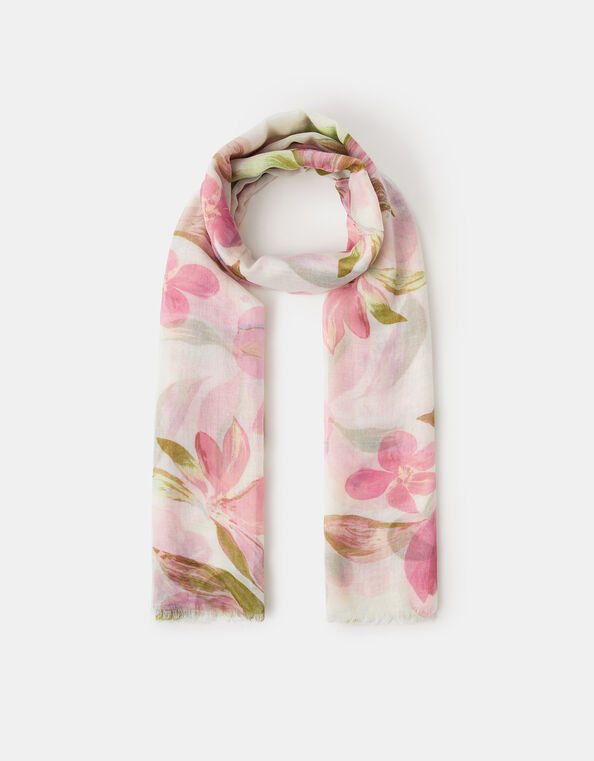 Lightweight Floral Print Scarf, , large