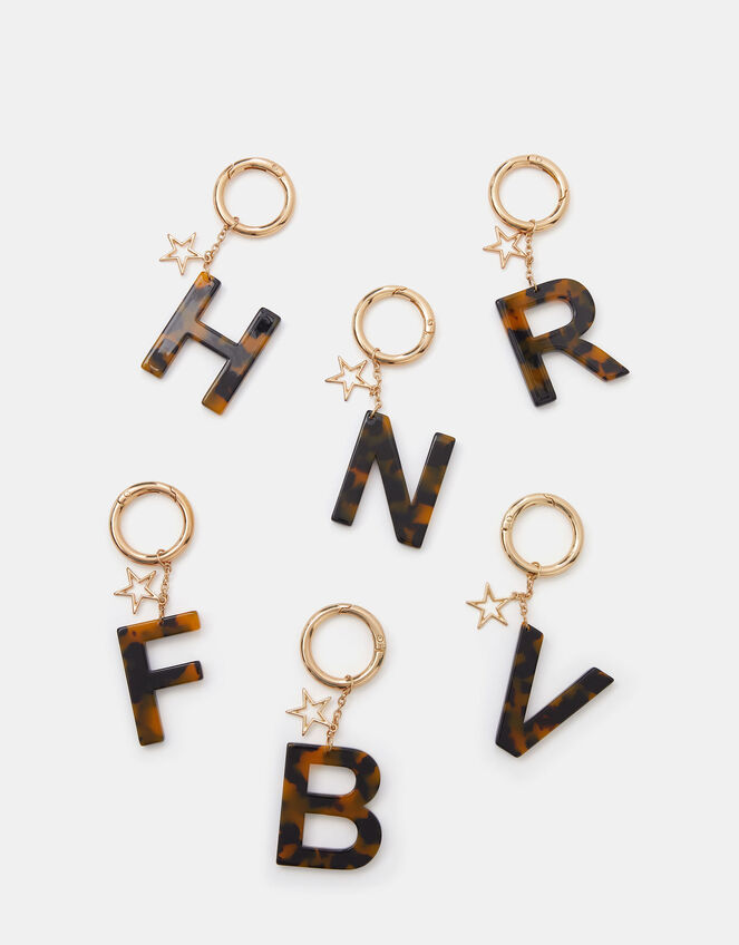 Tort Initial Bag Charm, Brown (TORT), large