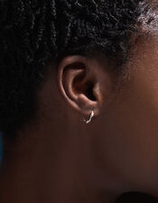 Sterling Silver Twist Hoop Earrings, , large