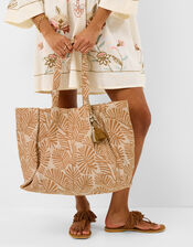 Palm Print Beach Tote Bag, , large