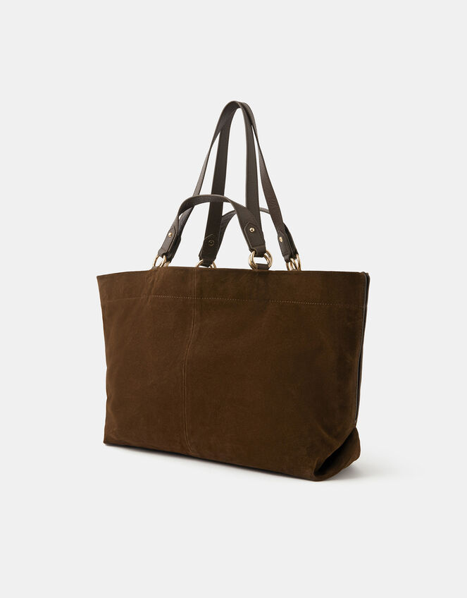 Multi Strap Suede Tote Bag, Brown (CHOCOLATE), large