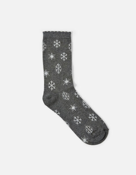 All Over Snowflake Print Sock, , large