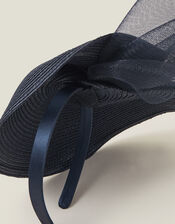 Mary Jane Woven Disc Fascinator, Blue (NAVY), large