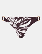 Floral Print Bikini Bottoms, Brown (BROWN), large