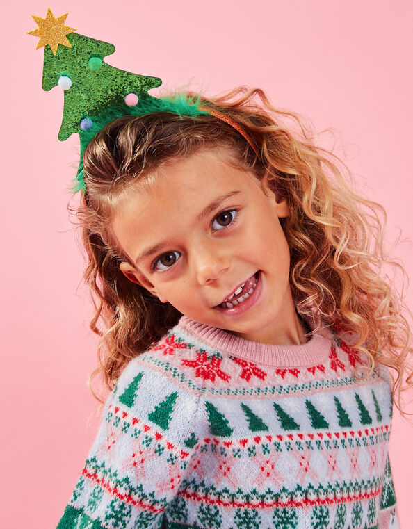 Girls Christmas Tree Headband, , large