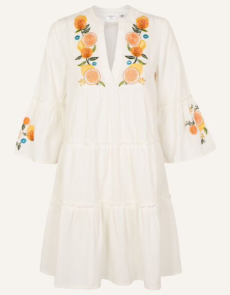 Lemon and Oranges Embroidered Dress Ivory, Ivory (IVORY), large