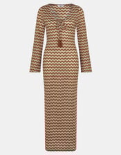 Crochet Long Sleeve Maxi Dress, Natural (NATURAL), large