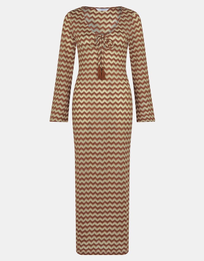 Crochet Long Sleeve Maxi Dress, Natural (NATURAL), large