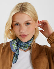 Geometric Floral Square Satin Scarf, , large