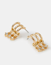 Triple Illusion Charm Hoop Earrings, , large