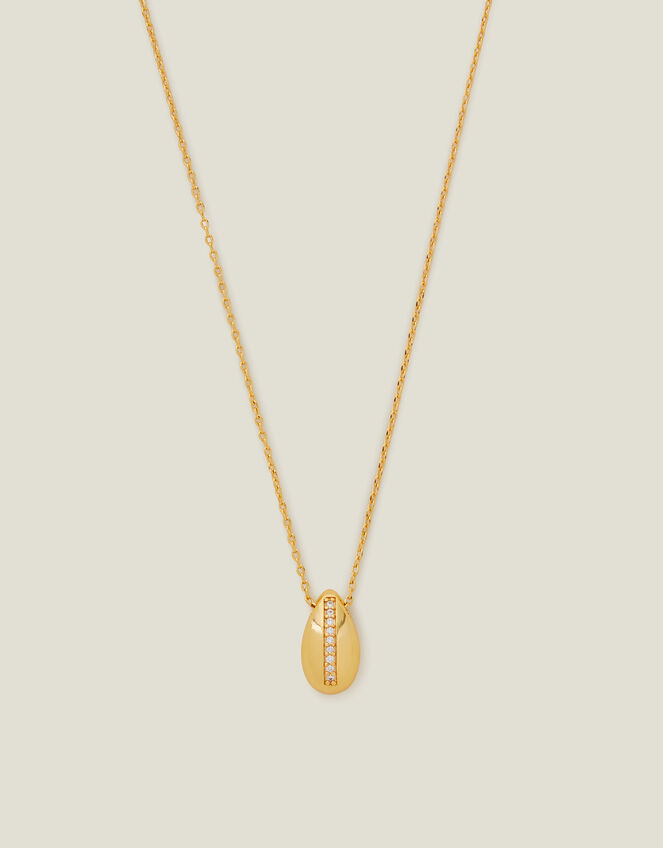 14ct Gold-Plated Sparkle Teardrop Necklace, , large