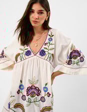 Embroidered Mini Cover Up, Ivory (IVORY), large