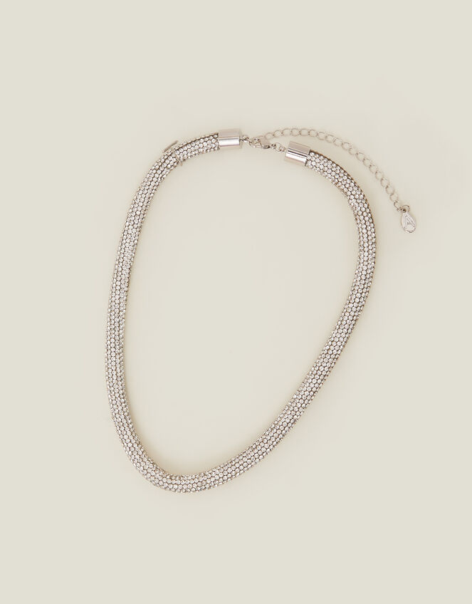 Rhinestone Tube Necklace, , large