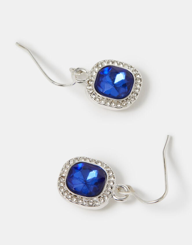 Mini Gemstone Drop Earrings, Blue (BLUE), large