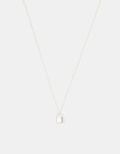 Sterling Silver Lock Pendant Necklace, , large