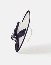 Bow Two Tone Fascinator, Blue (NAVY), large