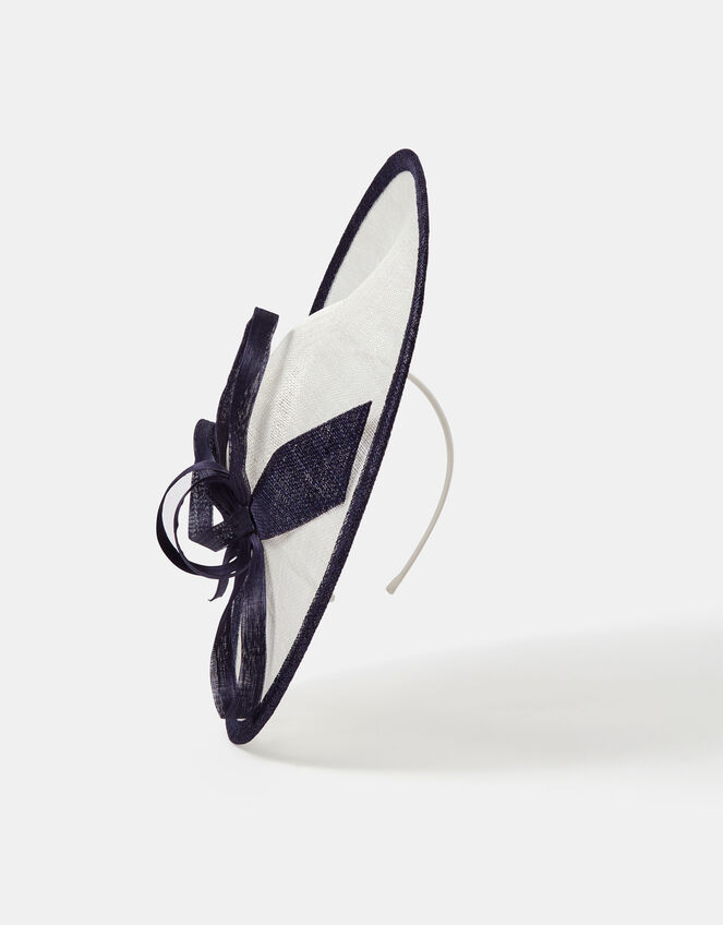 Bow Two Tone Fascinator, Blue (NAVY), large