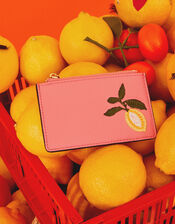 Embroidered Fruit Cardholder, Pink (PINK), large