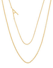 Gold-Plated Double Chain Initial Necklace - A, , large