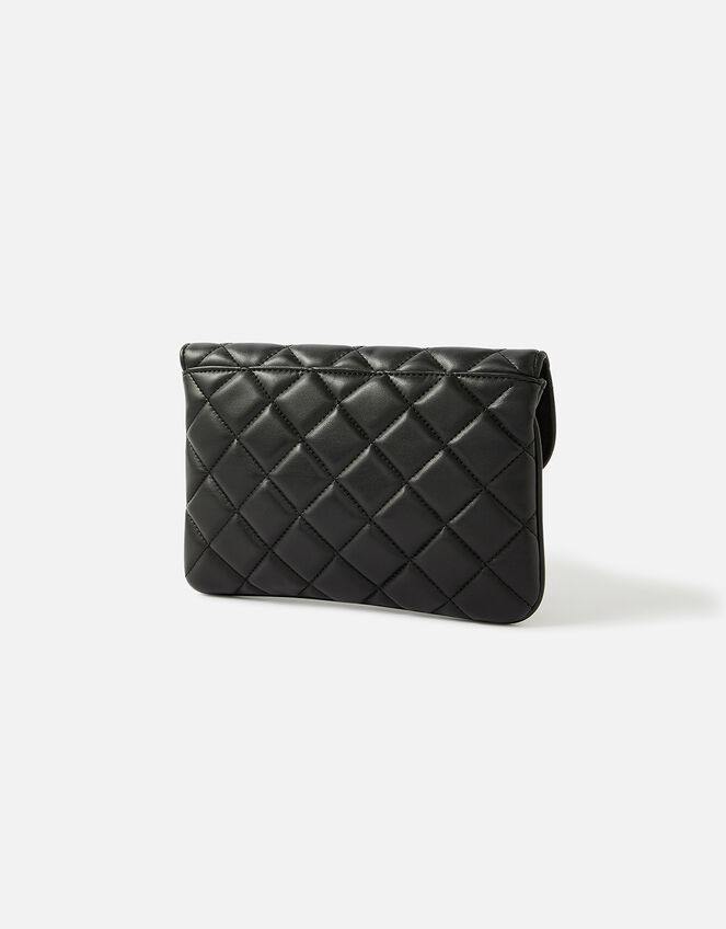 Quilted Clutch Bag, Black (BLACK), large