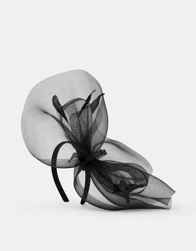 Large Crin Fascinator, Black (BLACK), large