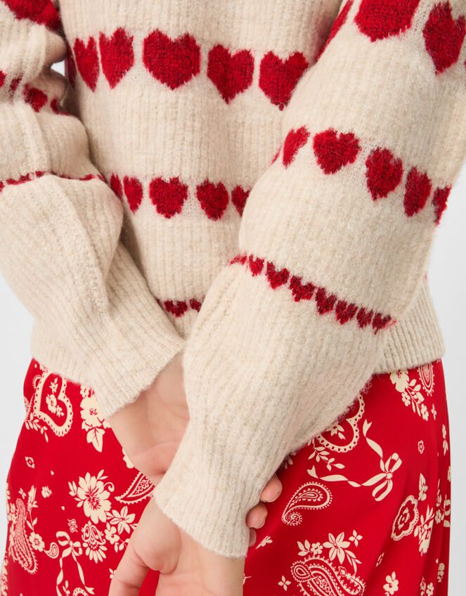 Heart Print Jumper, Camel (OATMEAL), large