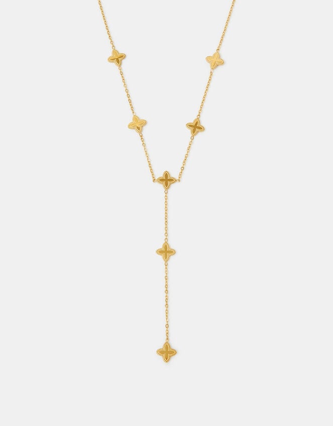 Stainless Steel Clover Lariat Necklace, , large