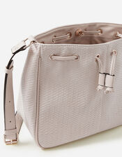 Drawstring Weave Shoulder Bag, Cream (CREAM), large