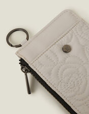 Quilted Nylon Card Holder, Cream (CREAM), large