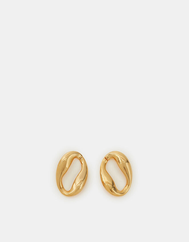 14ct Gold-Plated Molten Loop Stud Earrings, , large