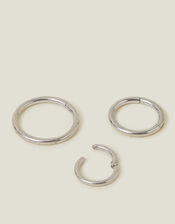 3-Pack Platinum-Plated Surgical Steel Clicker Hoops, , large