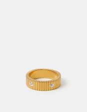 Stainless Steel Stone Band Ring, Gold (GOLD), large