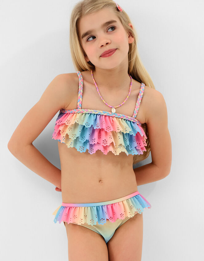 Girls Ombr&eacute; Frill Bikini Set, Multi (PASTEL MULTI), large