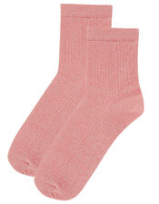 Sparkle Ribbed Ankle Socks, , large