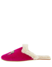 Embellished Zebra Mule Slippers, Pink (PINK), large