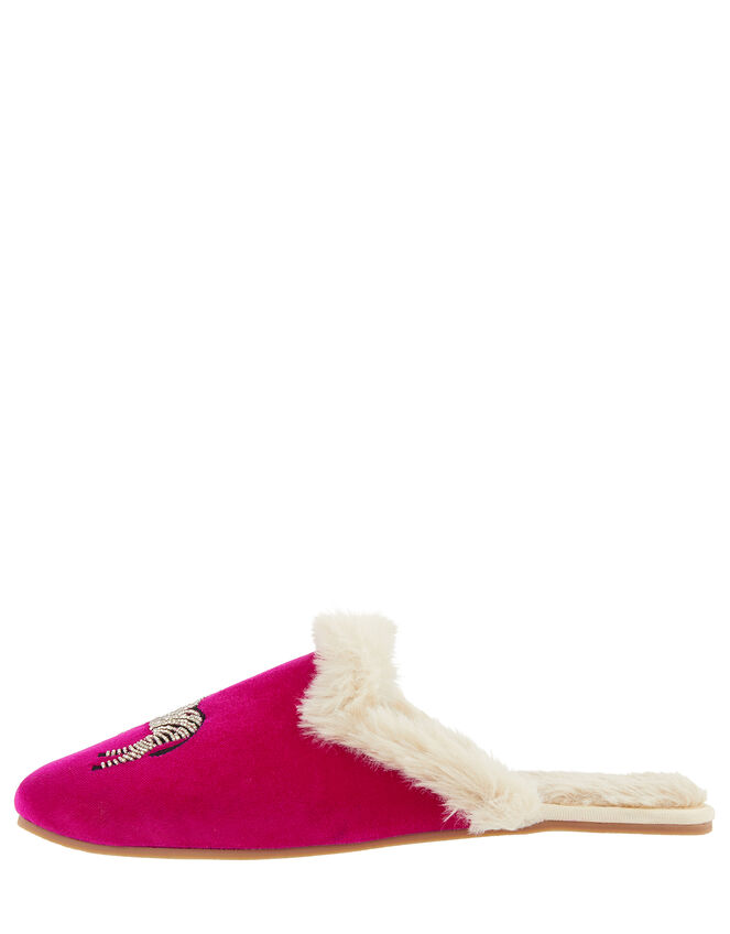 Embellished Zebra Mule Slippers, Pink (PINK), large
