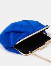 Pleated Suedette Clutch Bag, Blue (COBALT), large