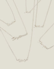 Sterling Silver-Plated Script Star Sign Necklace, Silver (ST SILVER), large