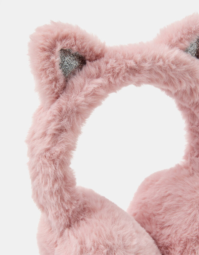 Girls Faux Fur Cat Earmuffs, , large