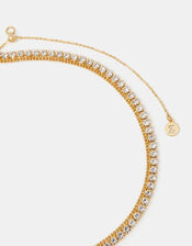 14ct Gold-Plated Diamanté Choker Necklace, , large