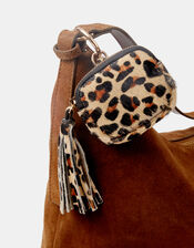 Leopard Print Leather Airpod Case Bag Charm, , large