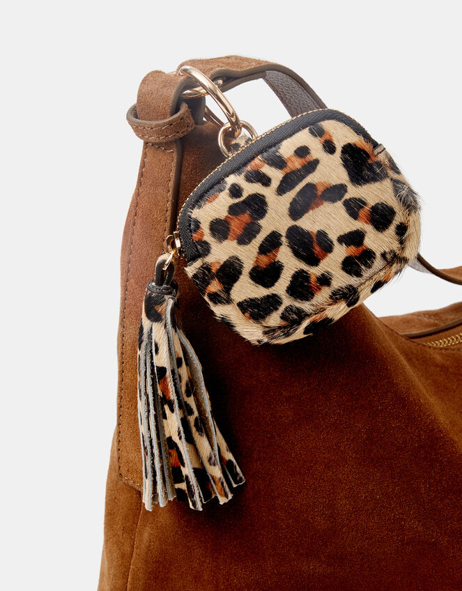 Leopard Print Leather Airpod Case Bag Charm, , large