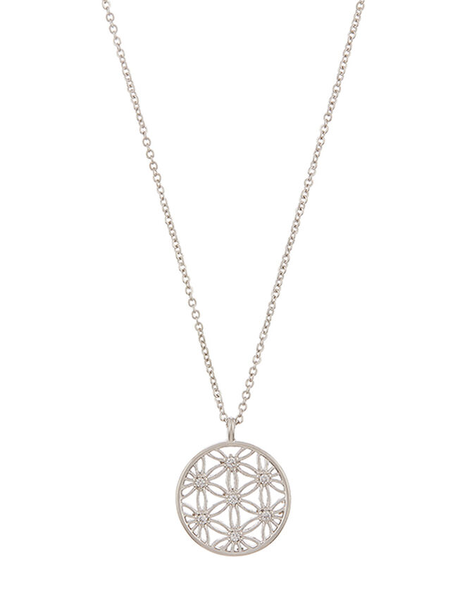 Platinum-Plated Sparkle Pendant Necklace, , large