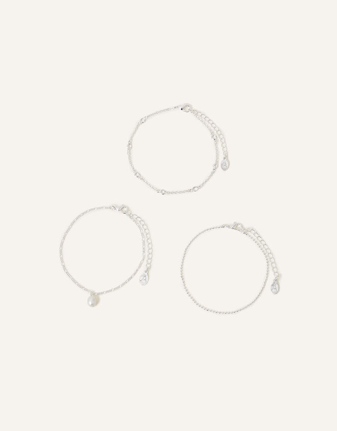 Station Disc and Pearl Anklet Set of Three, , large