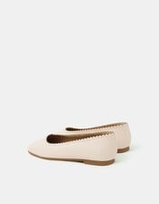 Girls Scallop Ballet Flats, Ivory (IVORY), large
